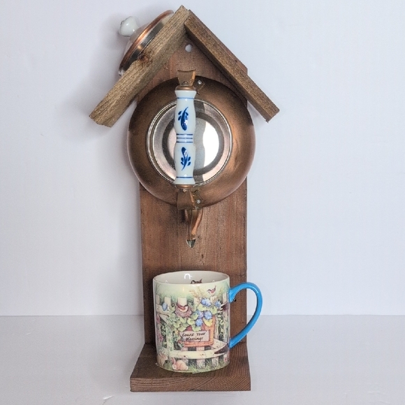 Rustic Wooden Handmade Bird Feeder Copper Birds - Picture 10 of 16